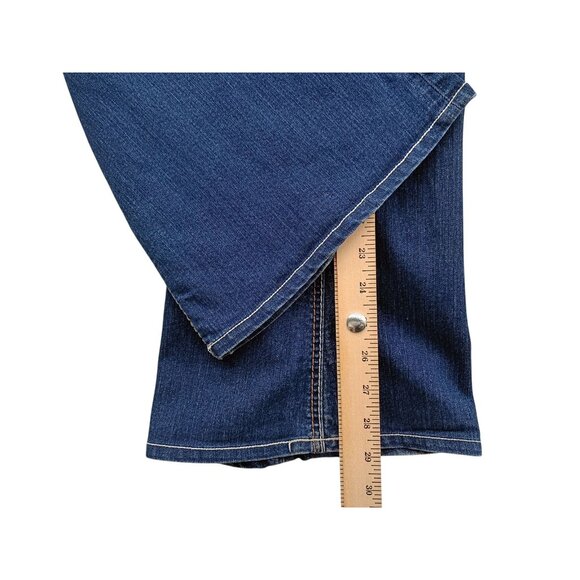 Seven 7 Jeans Womens 31 Blue Flare Rhinestone Button Stretch Denim Embroidered - Picture 11 of 11